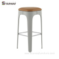 Modern High Plastic Bar Stool with Upholstered Seat